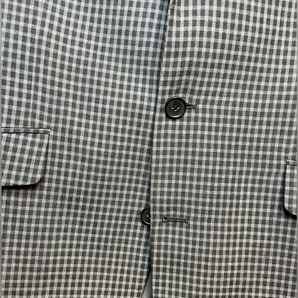Kenneth Cole Reaction | Black and Grey Checkered Suit Jacket Size 42R - Picture 5 of 9